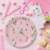 Pink Snowboarder Snowboarden Illustration Pappteller (Party)