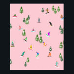 Pink Snowboarder Snowboarden Illustration Poster<br><div class="desc">Coole skurrile Illustrationskunst von bunten Snowboardern,  Snowboarden in Bergen zwischen Kiefern,  Fichten und Kiefern auf frischem Schneemulver. Snowboard und Xmas Outdoor Sport in einem Winterwald. Snowboarder Geschenke. Snowboarden Mädchen pastellrosa Feiertag Weihnachtsdesign</div>