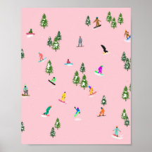 Pink Snowboarder Snowboarden Illustration