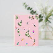 Pink Snowboarder Snowboarden Illustration Postkarte (Stehend Vorderseite)