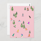 Pink Snowboarder Snowboarden Illustration Postkarte (Vorne/Hinten)