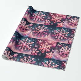 Pink Snowflags Weihnachtswrapping Paper Geschenkpapier