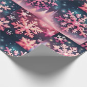 Pink Snowflags Weihnachtswrapping Paper Geschenkpapier (Ecke)