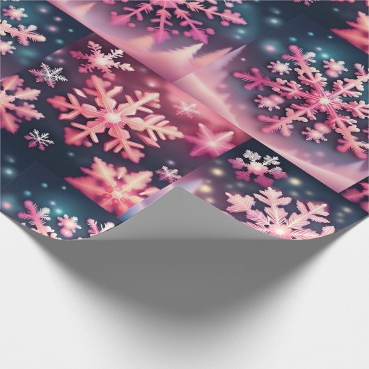 Pink Snowflags Weihnachtswrapping Paper Geschenkpapier (Ecke)