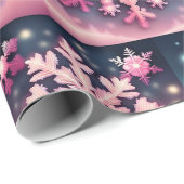 Pink Snowflags Weihnachtswrapping Paper Geschenkpapier (Rolleneckpunkt)
