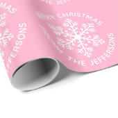 Pink Snowflags Weihnachtswrapping Paper Geschenkpapier (Rolleneckpunkt)