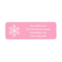 Pink Snowflake Address Labels