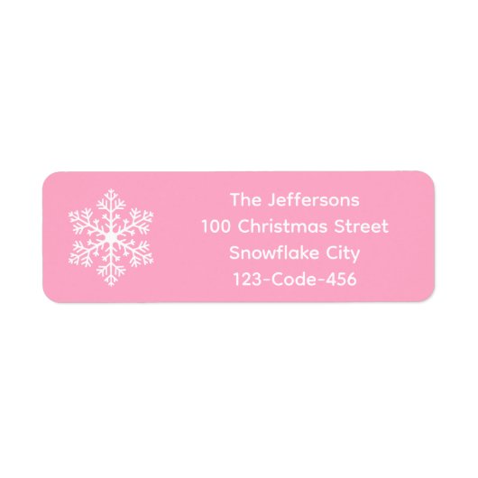Pink Snowflake Address Labels (Vorne)