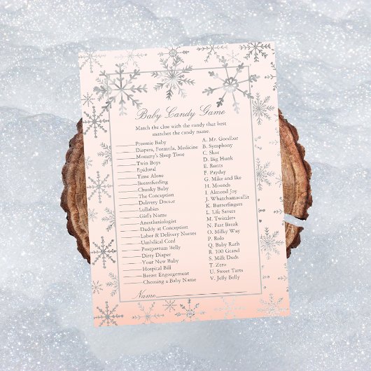 Pink Snowflake Baby Candy Baby Showgame Einladung