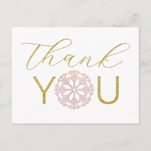 Pink Snowflake Baby Dusche Danke Postcard Postkarte (Vorderseite)