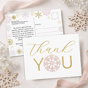 Pink Snowflake Baby Dusche Danke Postcard Postkarte