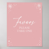Pink Snowflake Baby Dusche Favorit Schild (Vorne)