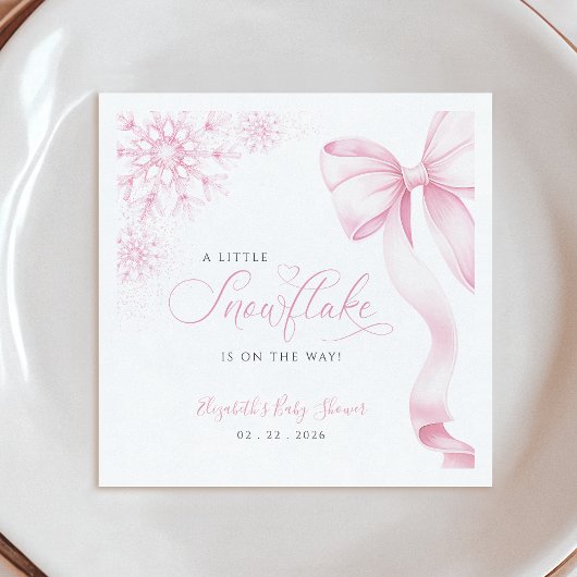 Pink Snowflake Baby Dusche Napkins Serviette
