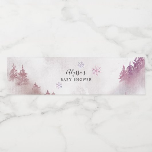 Pink Snowflake Baby Dusche Wasser Flasche Etikett (Einzelnes Label)