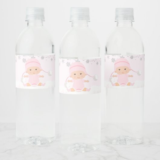 Pink Snowflake Baby Dusche Wasser Flaschen Etikett (Flaschen)
