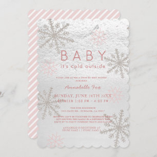 Pink Snowflake Baby mit kalter Baby-Dusche Einladung