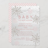 Pink Snowflake Baby mit kalter Dusche per Mail Einladung (Vorne/Hinten)