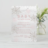 Pink Snowflake Baby mit kalter Dusche per Mail Einladung (Stehend Vorderseite)