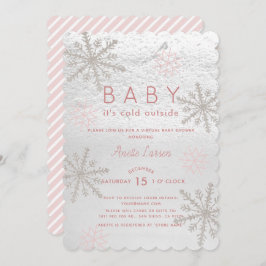 Pink Snowflake Baby mit kalter Virtual Baby-Dusche Einladung