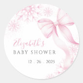 Pink Snowflake Baby Shower Stickers (Vorderseite)