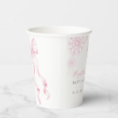 Pink Snowflake Baby Shower Stickers Pappbecher (Rechts)