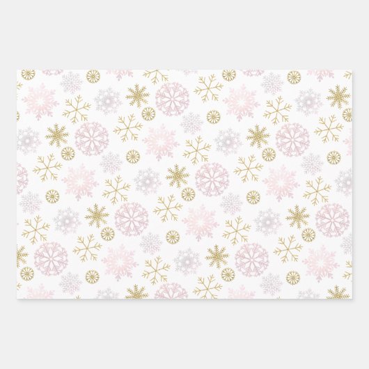 Pink Snowflake Babydusche Geschenk Handtücher Geschenkpapier Set (Vorderseite)