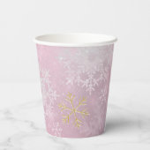 Pink Snowflake Babydusche Papiertüten Pappbecher (Rückseite)