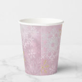 Pink Snowflake Babydusche Papiertüten Pappbecher (Rechts)