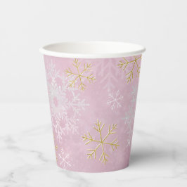Pink Snowflake Babydusche Papiertüten Pappbecher