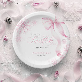 Pink Snowflake Babydusche Pappteller