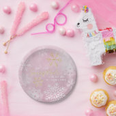 Pink Snowflake Babydusche Teller (Party)