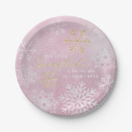 Pink Snowflake Babydusche Teller