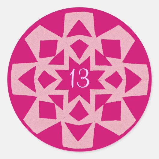 Pink Snowflake Bat Mitzvah Runder Aufkleber (Vorderseite)