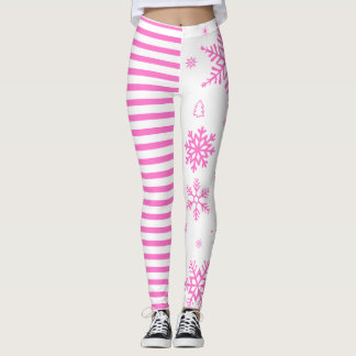 Pink Snowflake Christmas Leggings