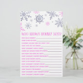 Pink Snowflake, der Mommy Baby Shower Game kennt Briefpapier (Stehend Vorderseite)