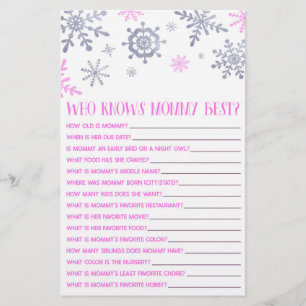 Pink Snowflake, der Mommy Baby Shower Game kennt Briefpapier