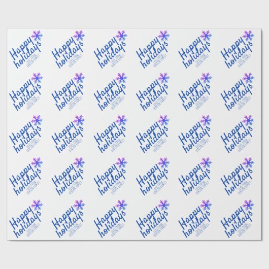 Pink Snowflake Festivals Script Happy Holiday Geschenkpapier (Flach)