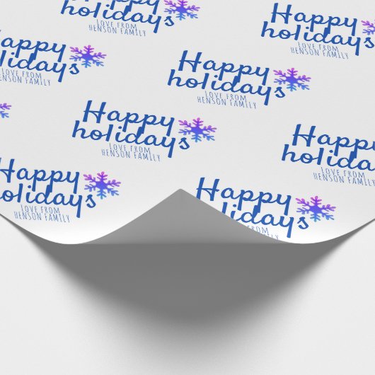 Pink Snowflake Festivals Script Happy Holiday Geschenkpapier (Ecke)