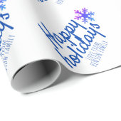 Pink Snowflake Festivals Script Happy Holiday Geschenkpapier (Rolleneckpunkt)