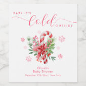 Pink Snowflake Festive Candy Girl Baby Shower Weinetikett (Einzelnes Label)