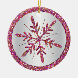 Pink Snowflake Foto Quinceañera Keepake Ornament