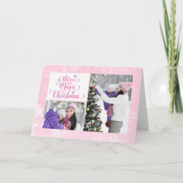 Pink Snowflake Foto Weihnachtskarte Feiertagskarte