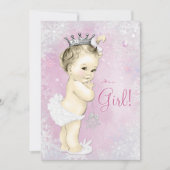 Pink Snowflake Girls Winter Wonderland Babydusche Einladung (Vorderseite)