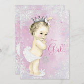 Pink Snowflake Girls Winter Wonderland Babydusche Einladung (Vorne/Hinten)