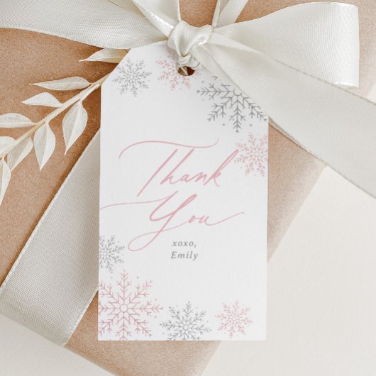 Pink Snowflake Glitter Birthday Geschenkanhänger