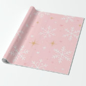 Pink Snowflake & Gold Sparkle Christmas Geschenkpapier (Ungerollt)