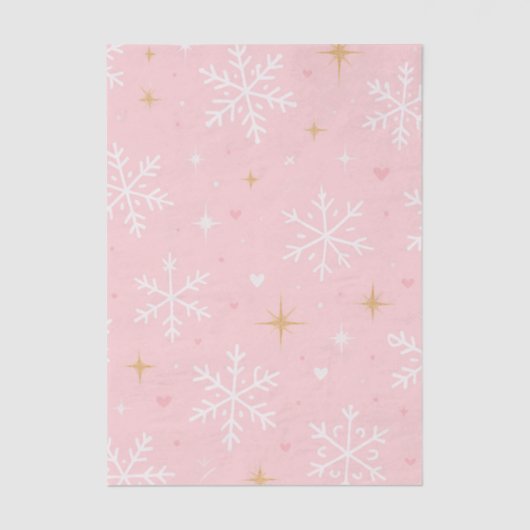 Pink Snowflake & Gold Sparkle Christmas Seidenpapier (Vorderseite)