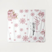 Pink Snowflake Hintergrund | WinterBrautparty Wandteppich (Vorderseite (Horizontal))