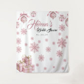 Pink Snowflake Hintergrund | WinterBrautparty Wandteppich (Vorderseite)