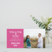 Pink Snowflake Hochzeit Foto Danke Karten (Stehend Vorderseite)